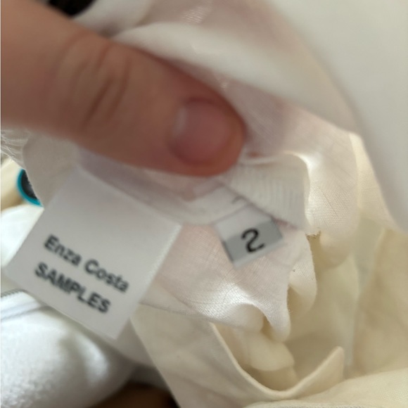 Enza costa white French linen button down high waisted pants nwt - Picture 4 of 5